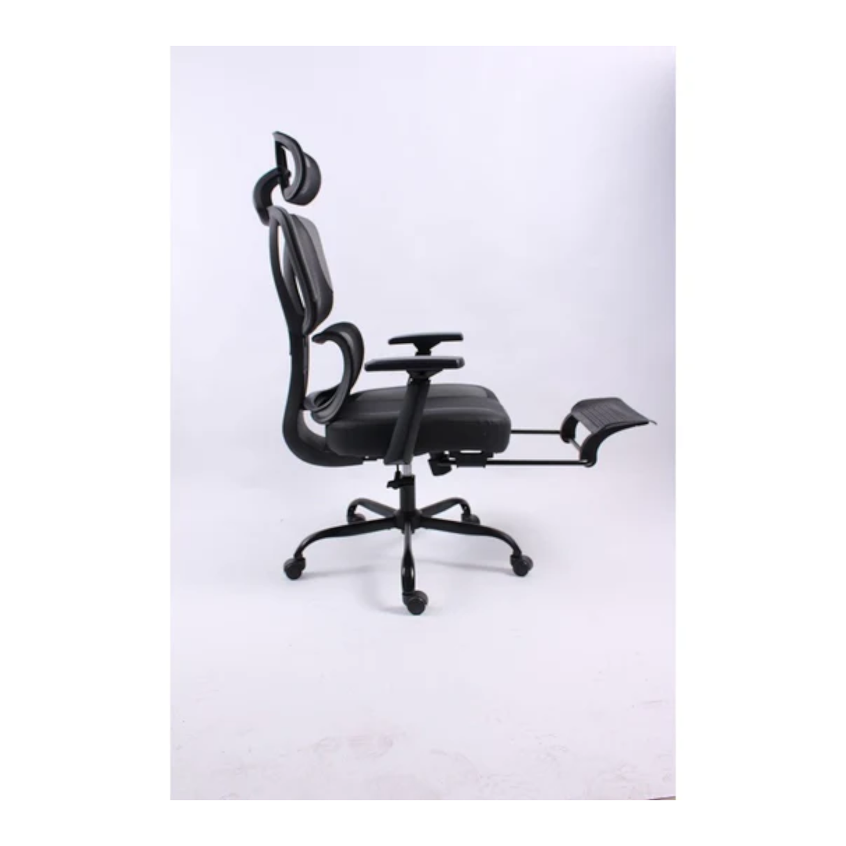 Black Bull Mesh Office and Gaming Chair with Footrest, Adjustable Headrest and 3D Armrest - Black