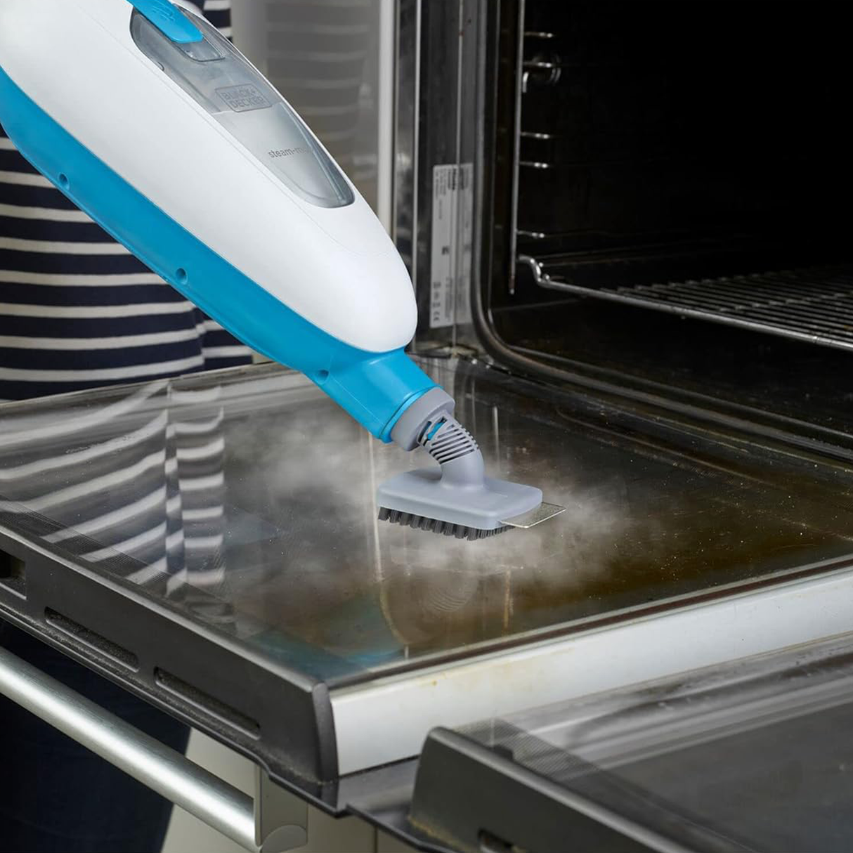 Black+Decker 10in1 Steam Mop 350ml Capacity 1300W - White/Blue - Zayoom