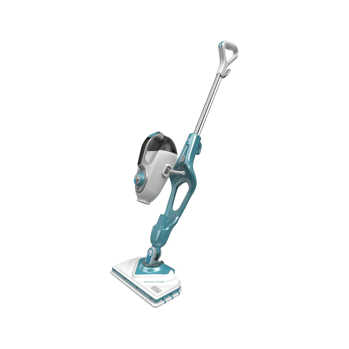 Black+Decker 2in1 Steam Mop 500ml with 15 Accessories 1600W - Grey/Blue - Zayoom