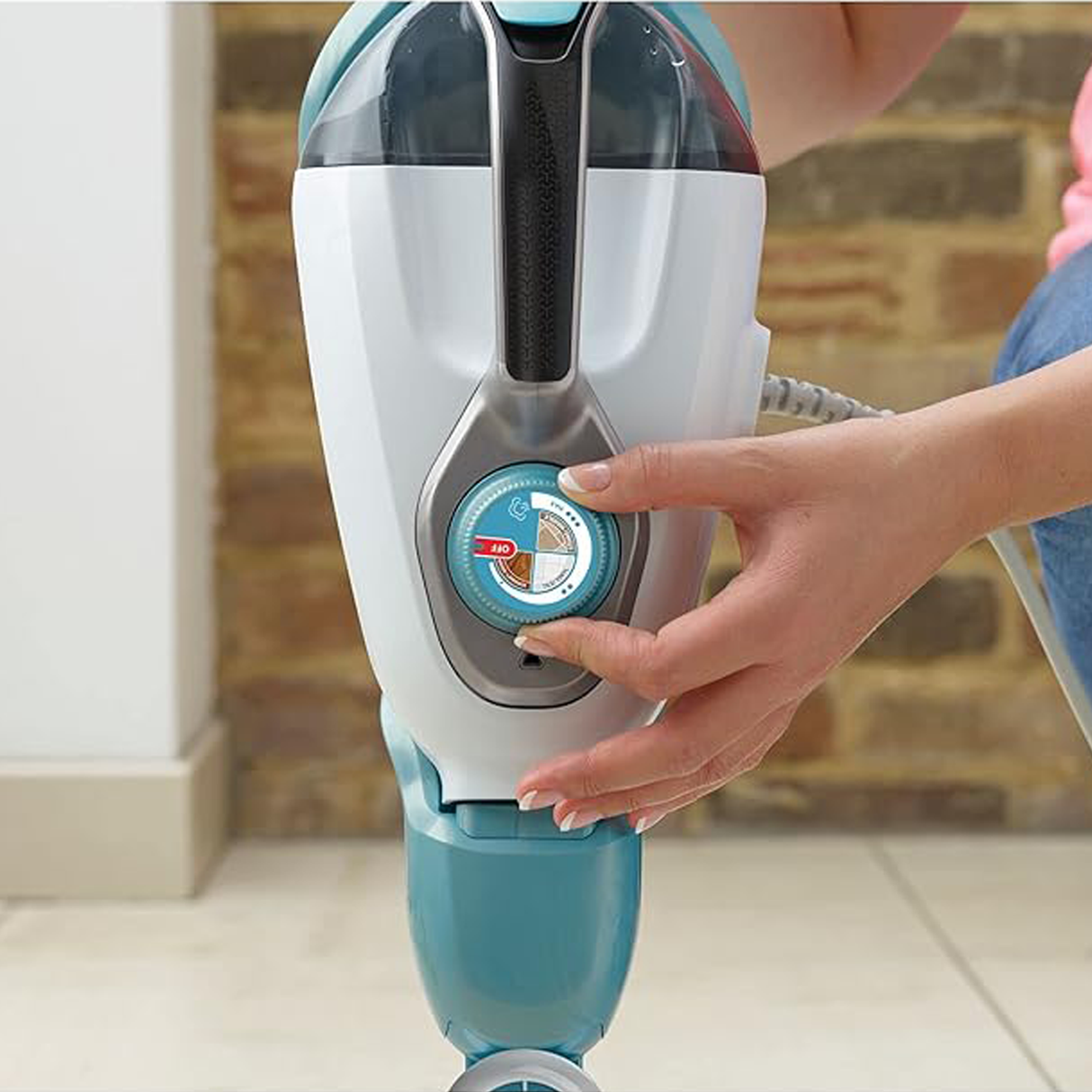 Black+Decker 2in1 Steam Mop 500ml with 15 Accessories 1600W - Grey/Blue - Zayoom