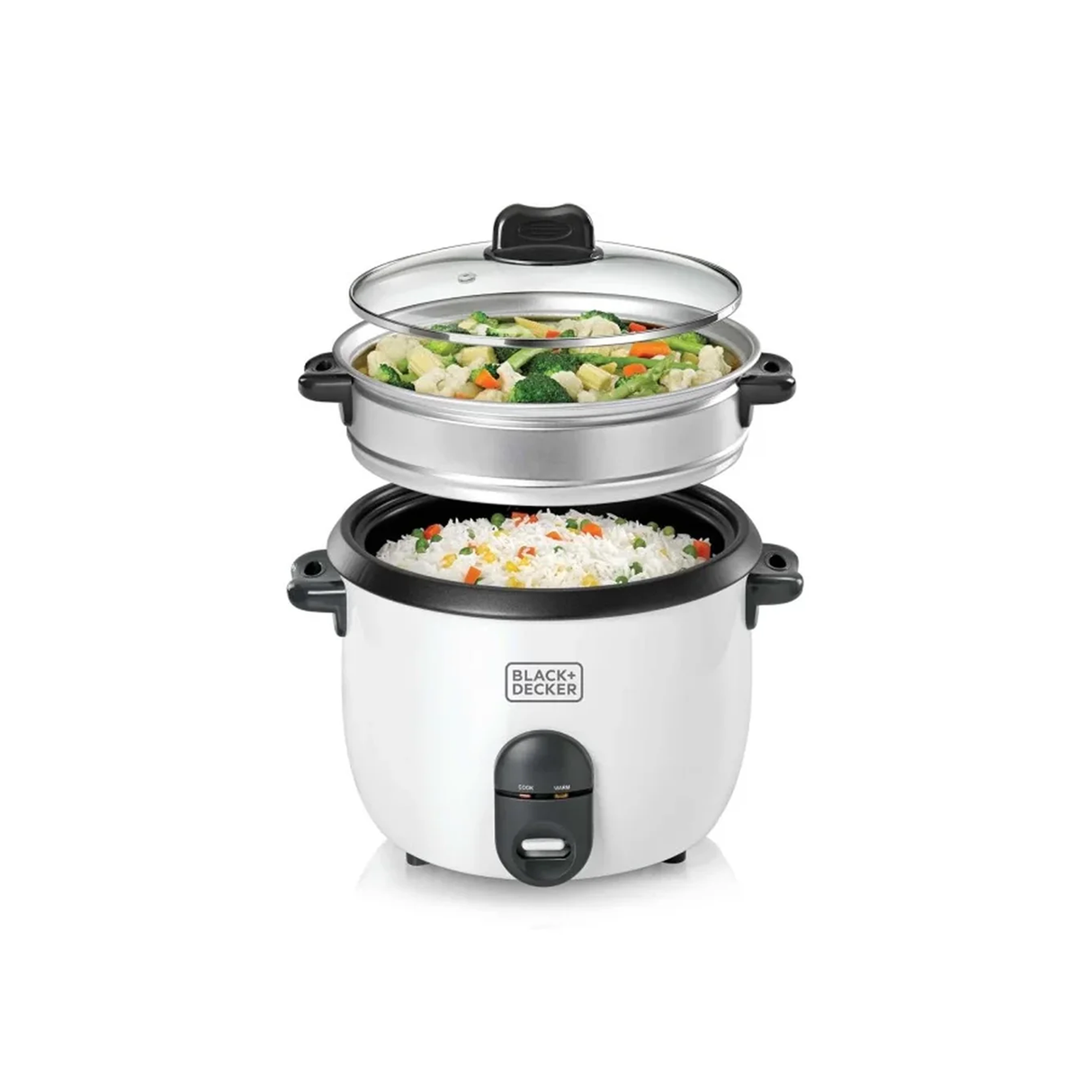 Black+Decker 700W - 1.8L Capacity Rice Cooker Non-Stick Bowl & Steaming Tray With Water Level Indicator - ASIS