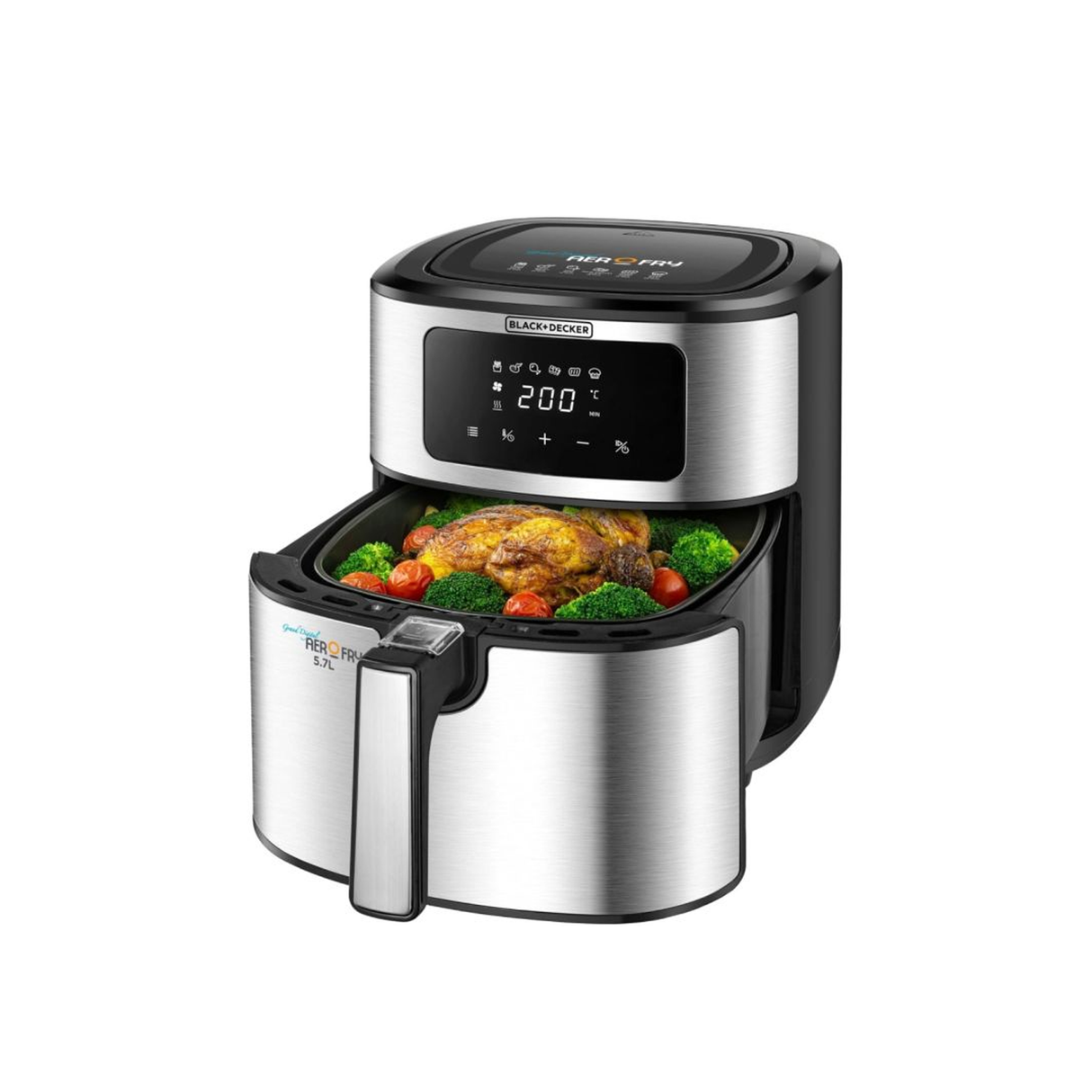 Black+Decker Digital Air Fryer 1500W 5.7L (AF7257-B5) – Black/Silver - ASIS