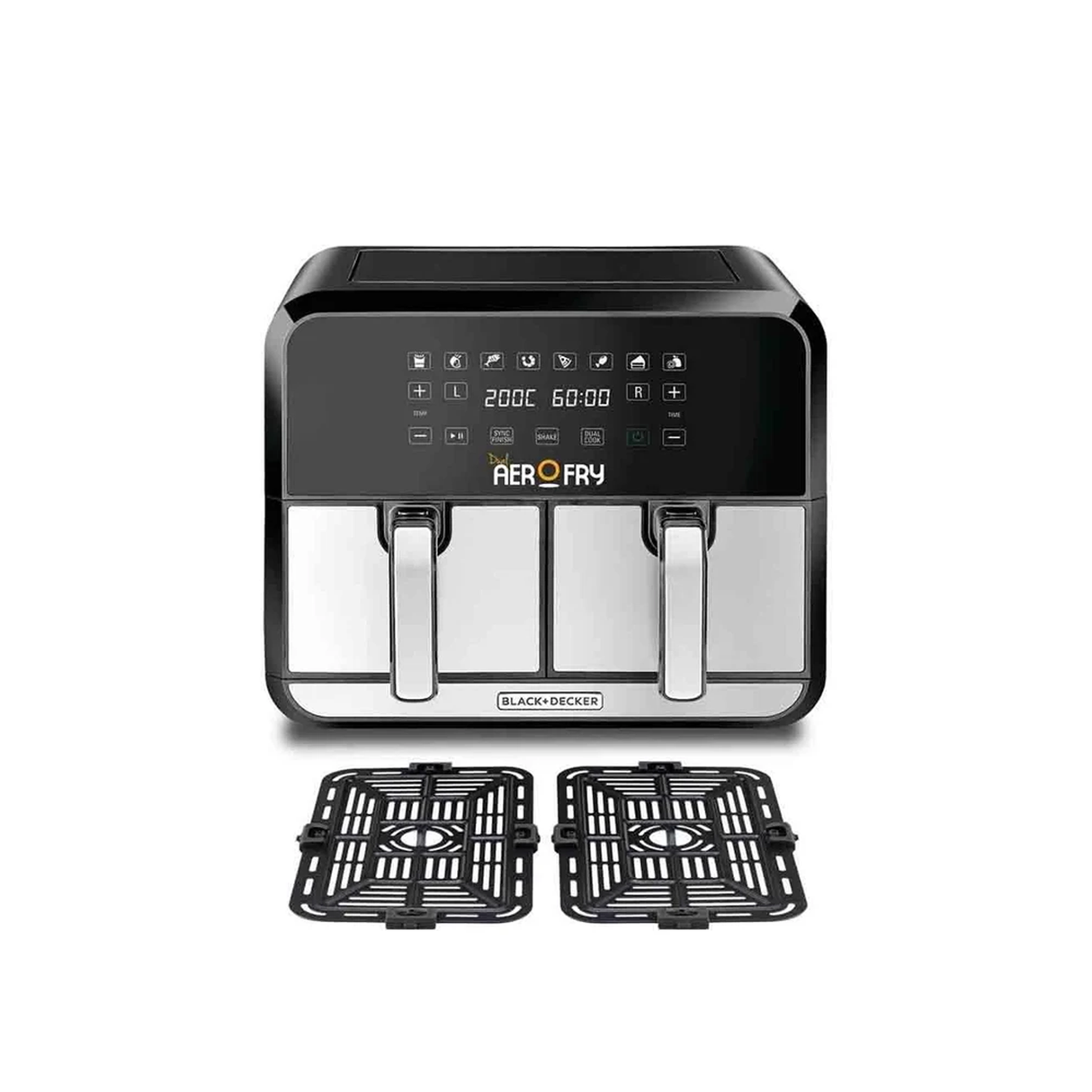 Black+Decker Digital Dual Zone Air Fryer 4L+4L Capacity With Rapid Hot Air Circulation - 1700W - ASIS