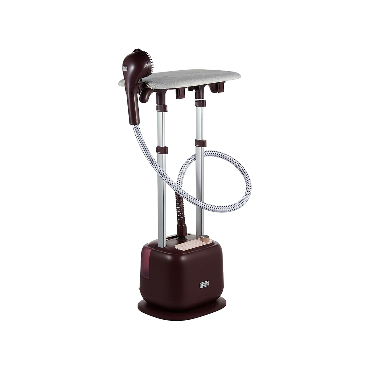 Black+Decker Double Pole Garment Steamer 2L Tank 2400W - Dark Red - Zayoom