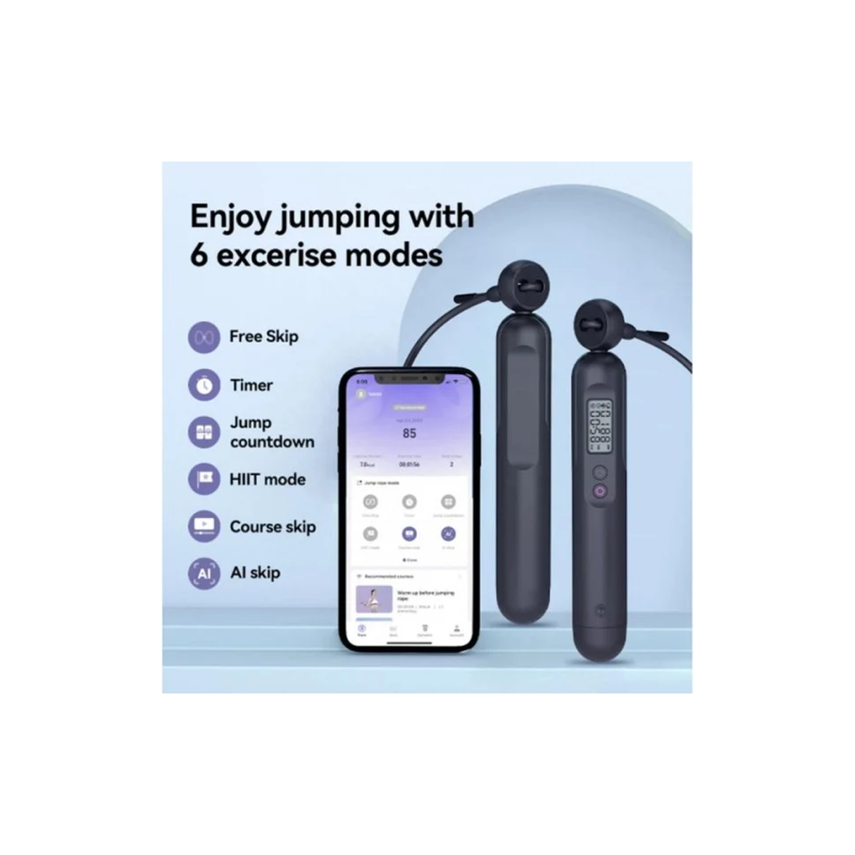 Black+Decker Fitdays Skippy Jumping Rope With LCD Display and Smart Digital Electronic Sensor Jumping - YK-S1060-B