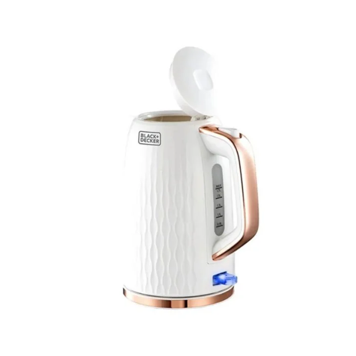 بلاك اند ديكر غلاية مياه بلاستيكية بتصميم فاخر بنقشة متموجة - سعة 1.7 لتر - قدرة 2200 واط - بلمسات روز جولد