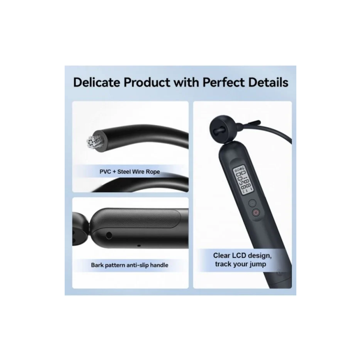 Black+Decker Fitdays Skippy Jumping Rope With LCD Display and Smart Digital Electronic Sensor Jumping - YK-S1060-B