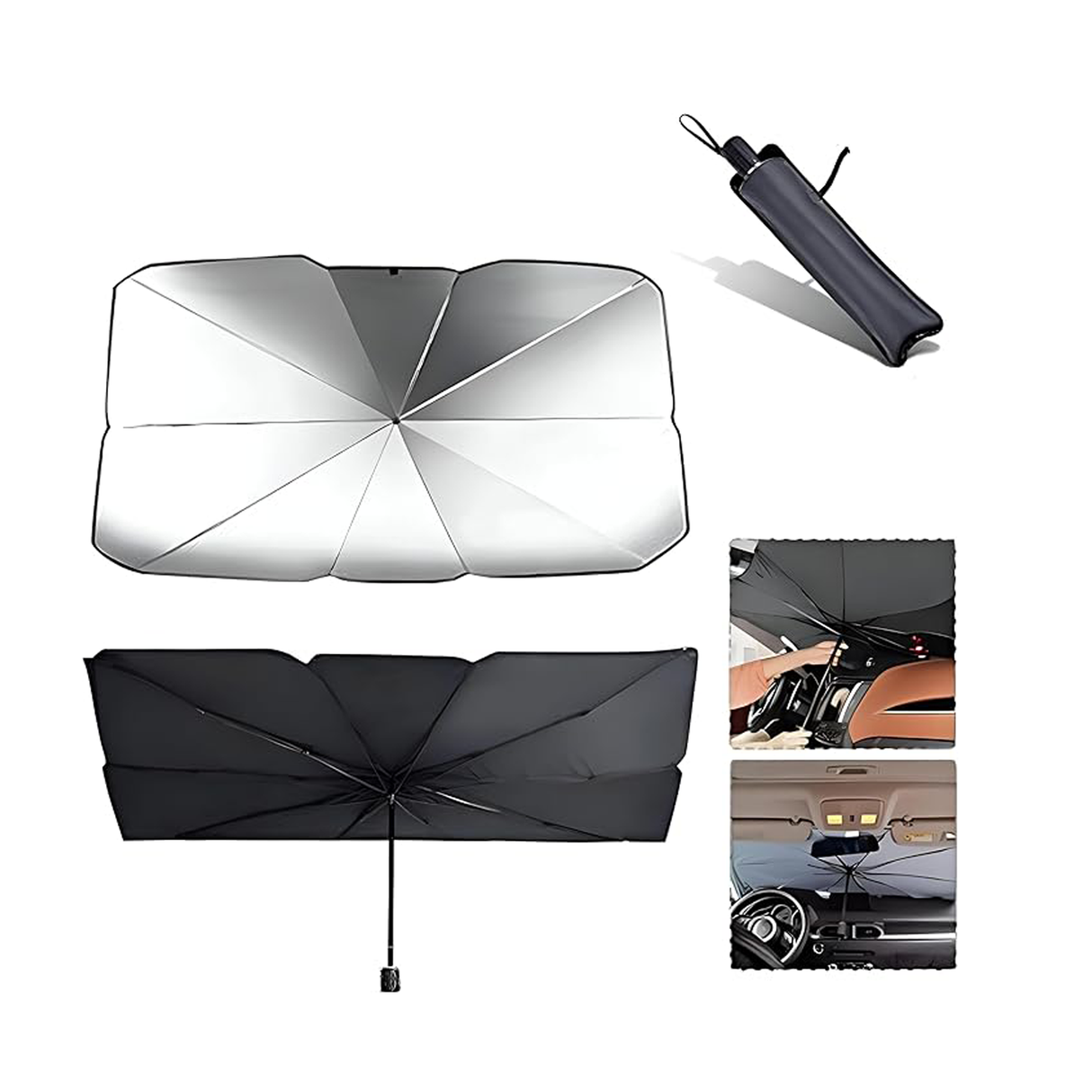 Car Windshield Sun Shade With Uv Protection for CarSuvTruck 1.4M X 80Cm