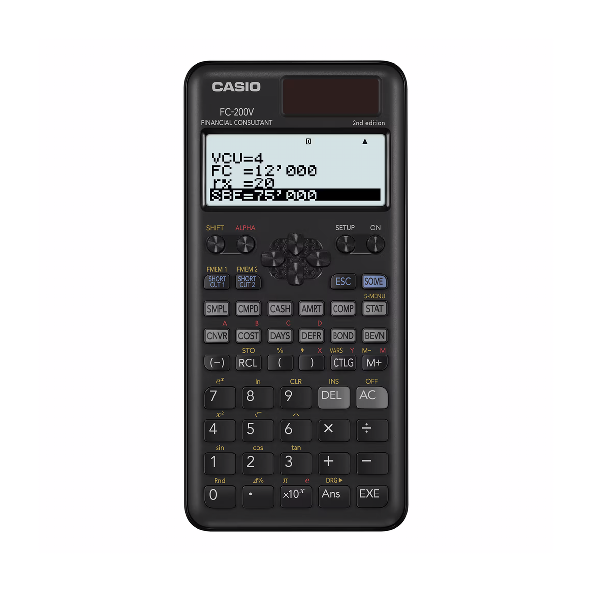 Casio Financial Calculators Solar & Battery FC-200V-2