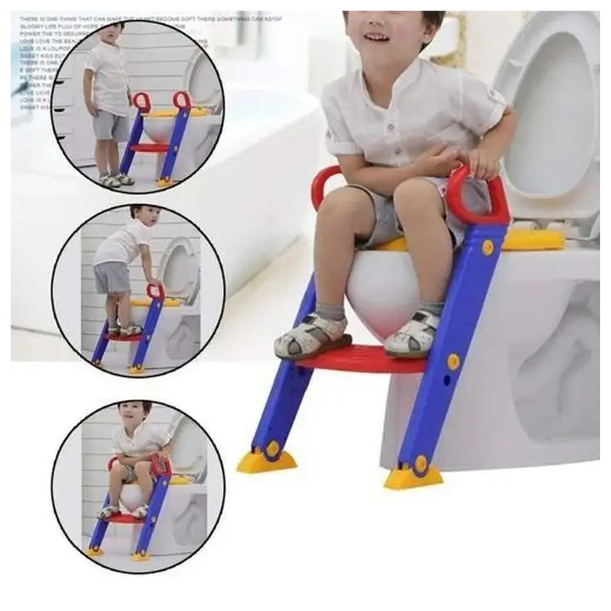 مقعد تدريب على استخدام المرحاض للأطفال مع سلم قابل للطي - وارتفاع قابل للتعديل - وتصميم غير قابل للانزلاق للأطفال الصغار والأطفال وتدريب الأطفال على استخدام المرحاض