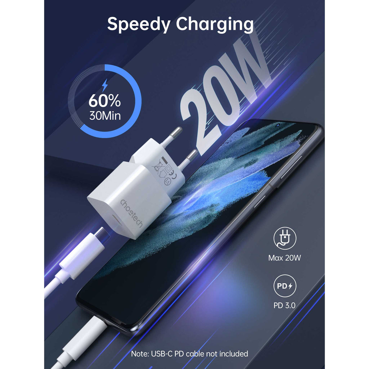 Choetech - 20W Charger +AC Cable - Zayoom