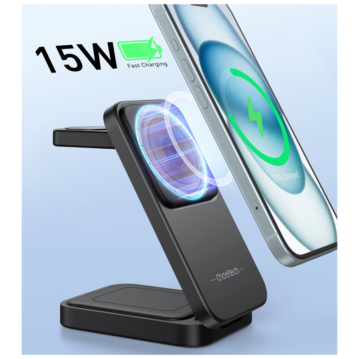 Choetech - Magnetic Charger 3in1 Choetech T611-F 15W - for iPhone series 12/13/14/15 - Zayoom