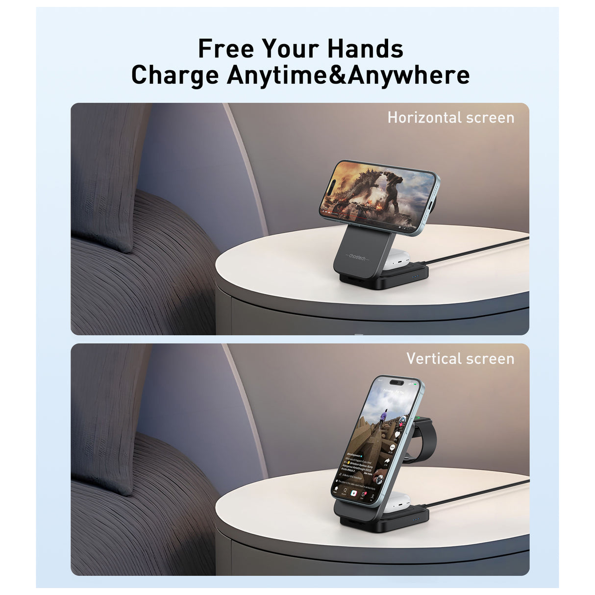 Choetech - Magnetic Charger 3in1 Choetech T611-F 15W - for iPhone series 12/13/14/15 - Zayoom