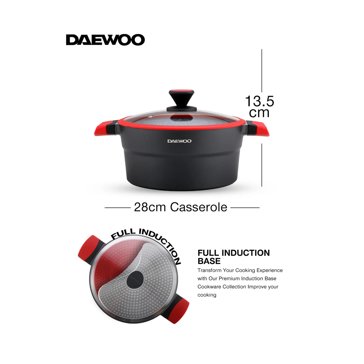 دايو قدر طهي إكس سيريز غير لاصق مطلي بالجرانيت مع غطاء - 28 سم