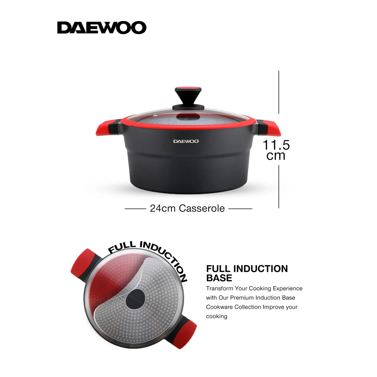 دايو قدر طهي إكس سيريز غير لاصق مطلي بالجرانيت مع غطاء - 24سم