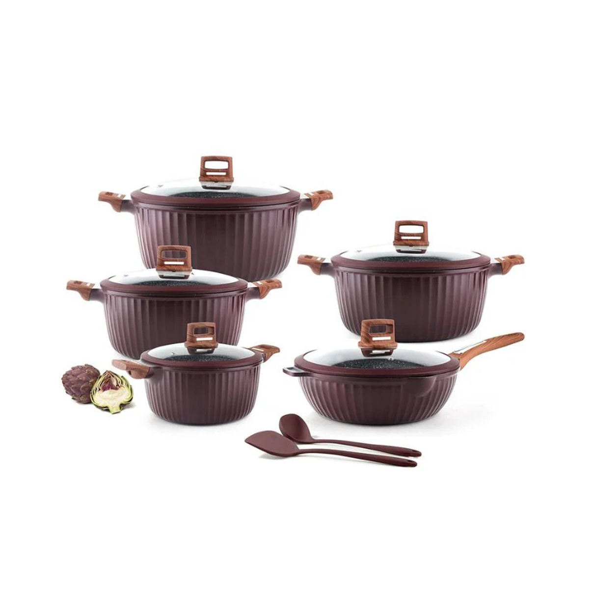 أو إس إف إي طقم أواني جرانيت هيفي 12 قطعة – كريمسون