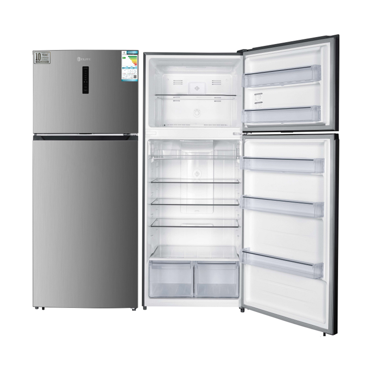 إيليت ثلاجة بفريزر علوي 670 لتر 23.7 قدم مكعب بضاغط إنفرتر - فضي