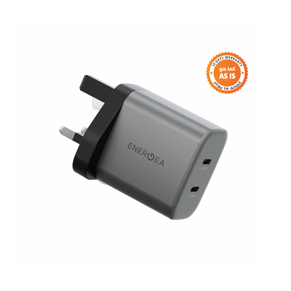 Energea Ampcharge 2-Port USB-C 45W GaN Wall Charger - Gunmetal(DCT) - ASIS