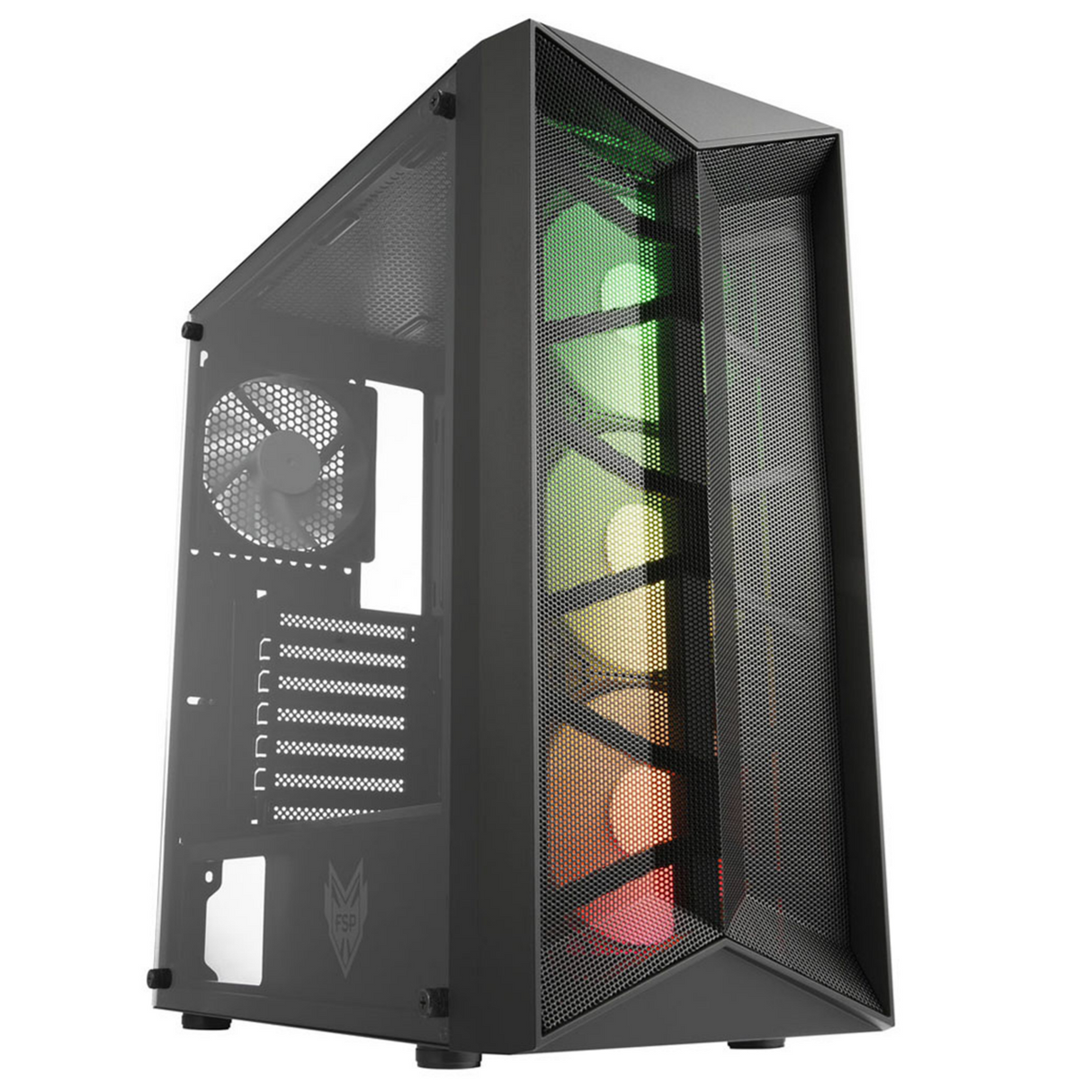 FSP CMT211A RGB Tempered Glass ATX Mid Tower Gaming PC Case - Black (4 ARGB Fans Included)