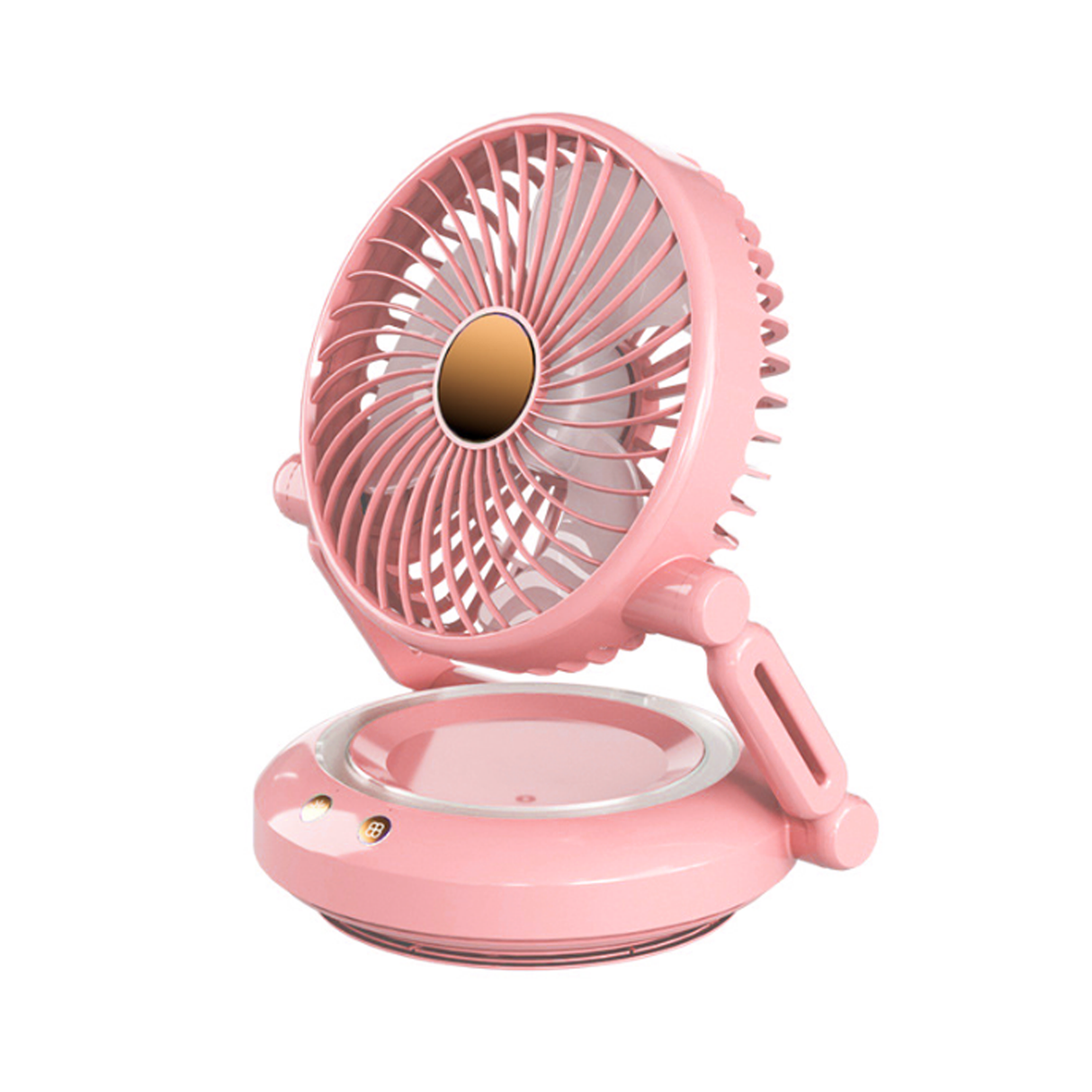 Foldable Rechargeable Desk Fan with Night Light & 3-Speed Powerful Airflow – Wall Mountable & Compact Travel Cooling Solution - Pink