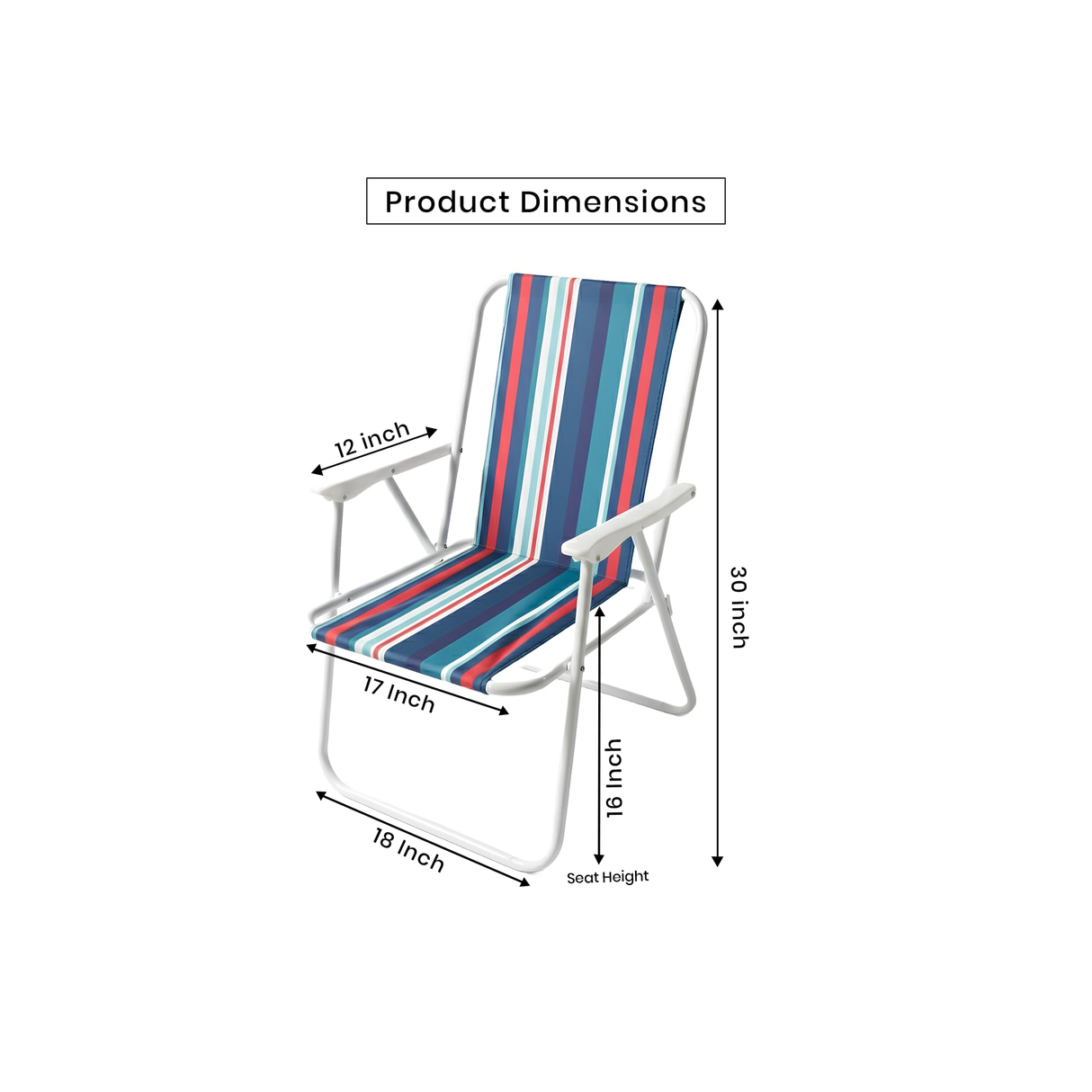 Folding Beach Chair With Arm Rest - Red/Blue