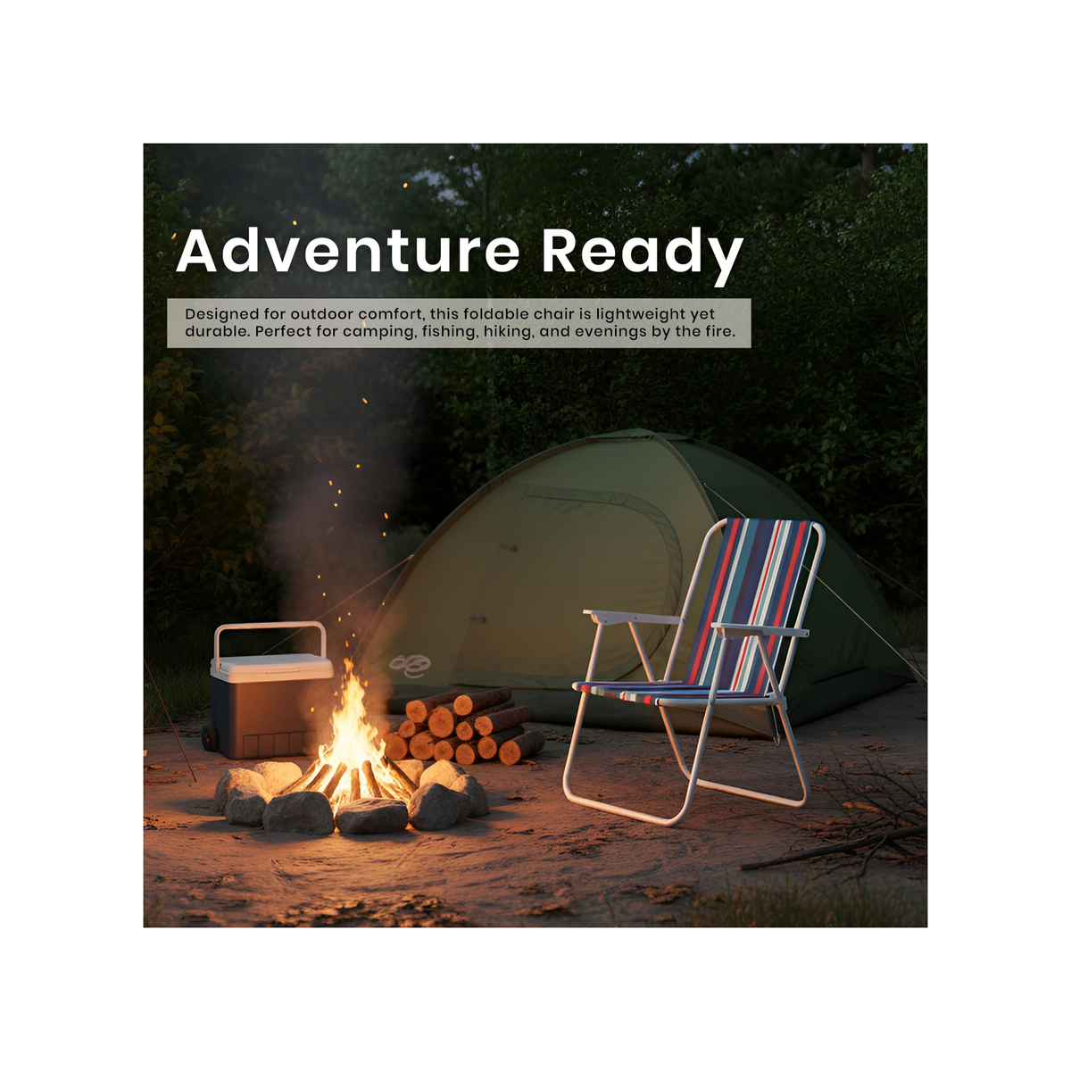 Folding Beach Chair With Arm Rest - Red/Blue