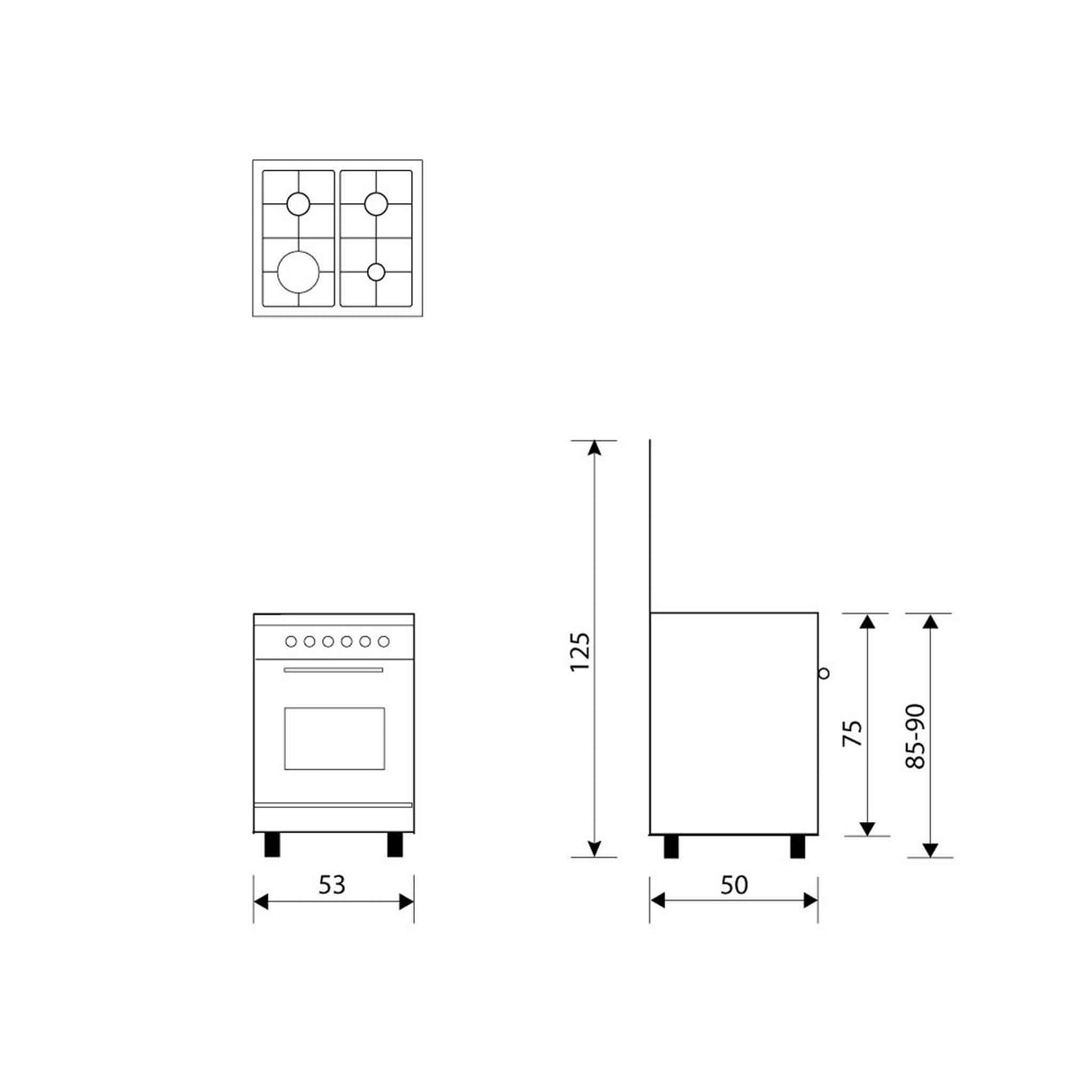 GLEMGAS 4 Burners 53x50cm Gas Cooker - Zayoom