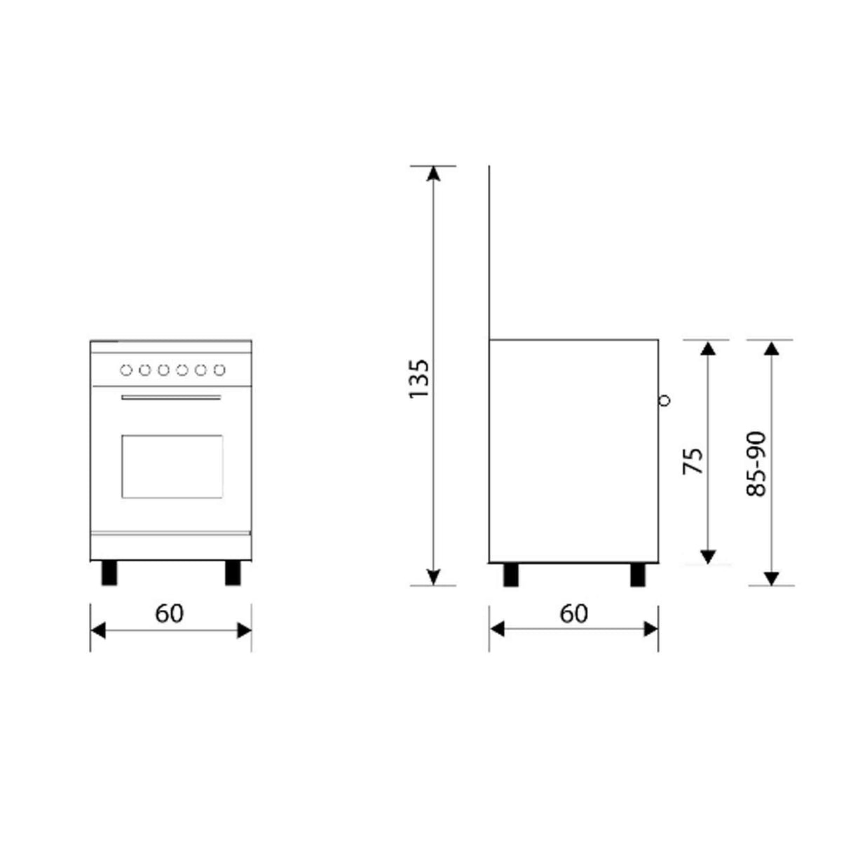 GLEMGAS 4 Burners 60x60cm Gas Cooker - Zayoom