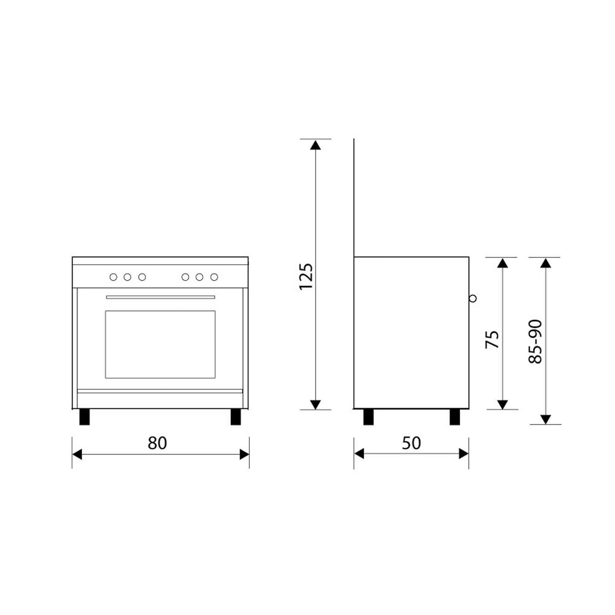 GLEMGAS 5 Burners 80x50cm Gas Cooker - Stainless Steel - Zayoom