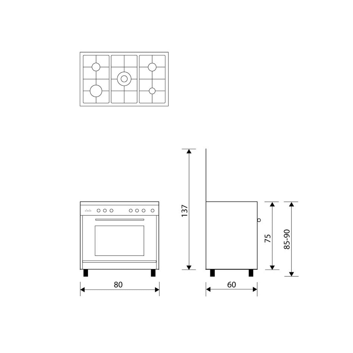 GLEMGAS 5 Burners 80x60cm Full Safety Gas Cooker - Zayoom