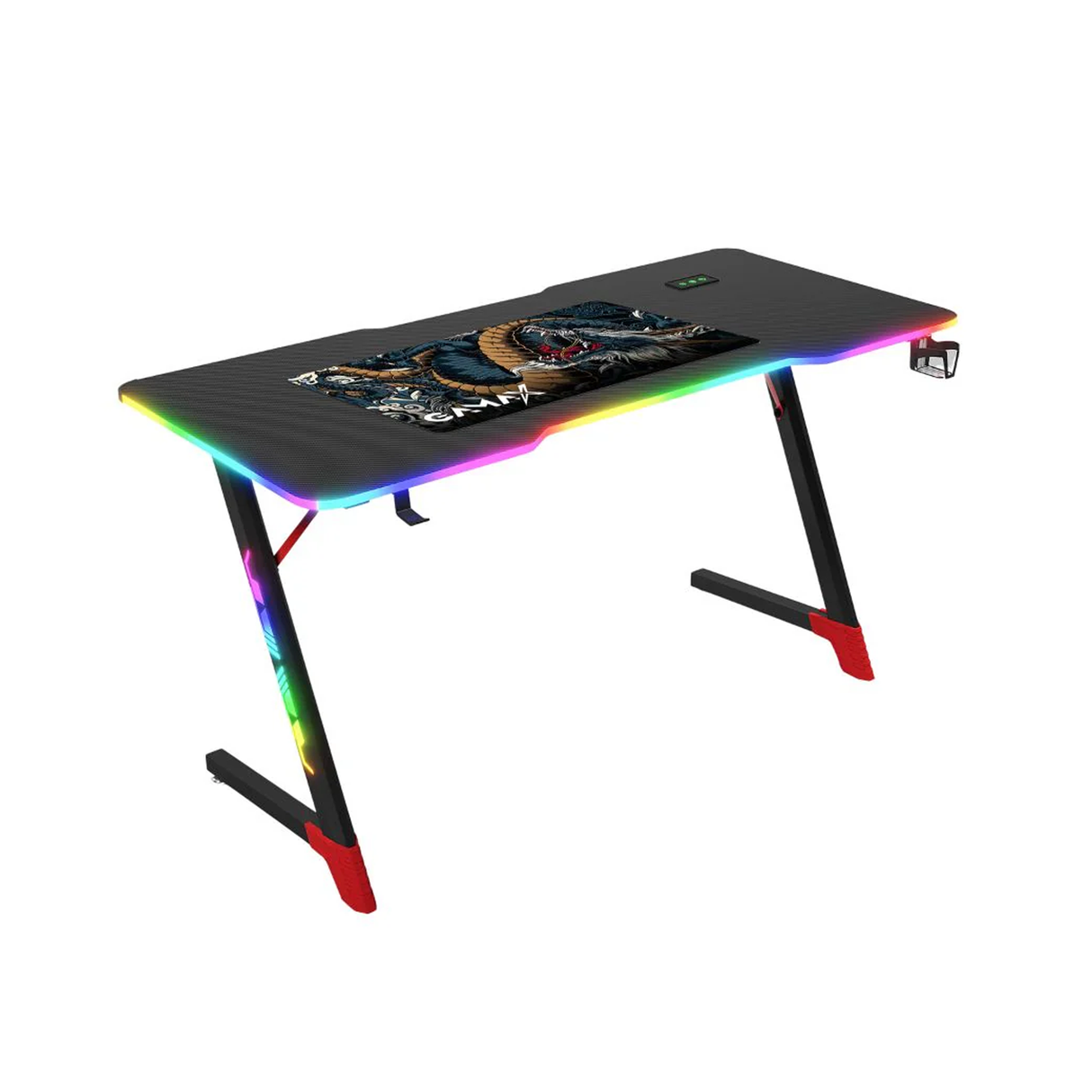 Gamax D2501 3 Sides RGB Carbon Fiber Gaming Table 120*60*74 cm With Mousepad - Black