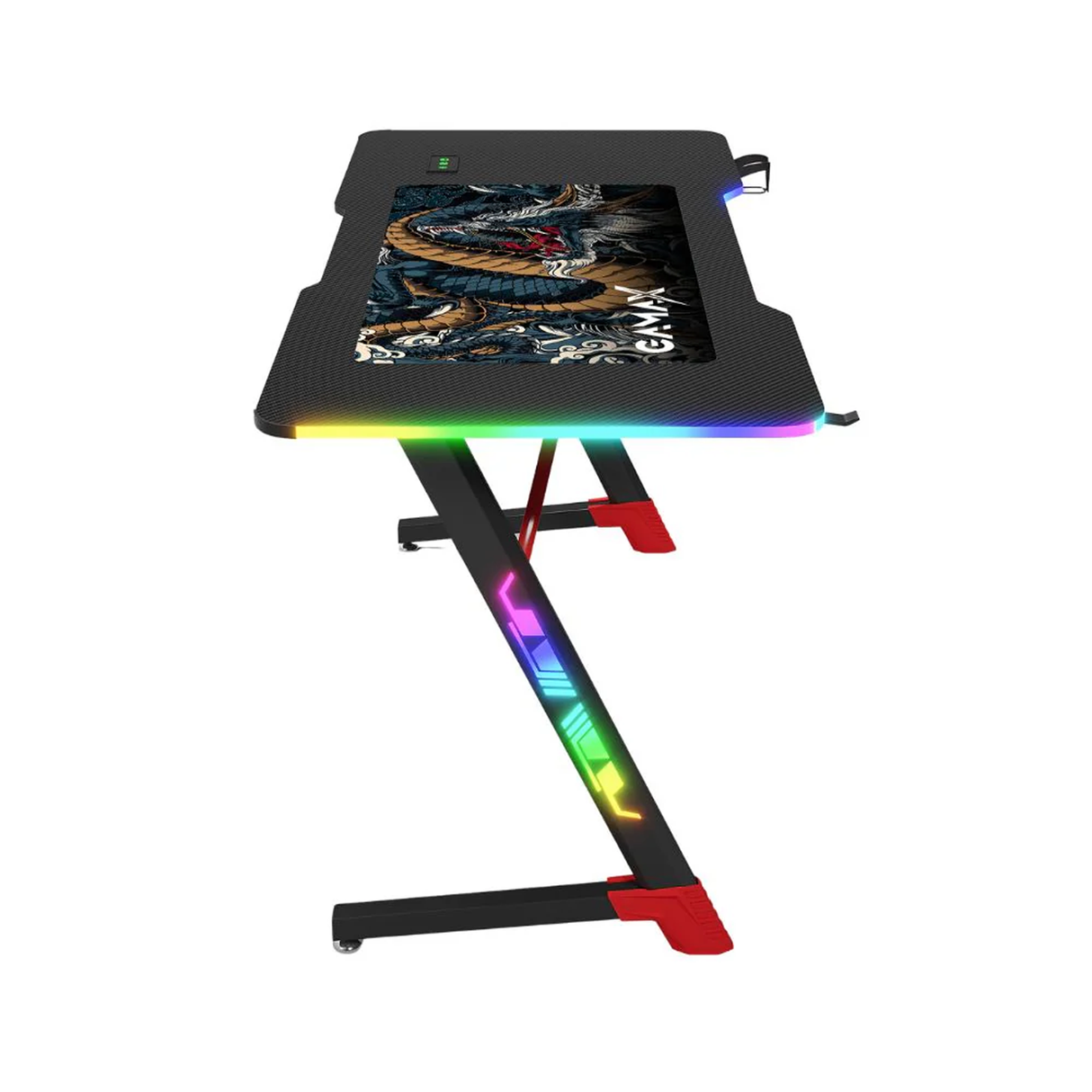 Gamax D2501 3 Sides RGB Carbon Fiber Gaming Table 120*60*74 cm With Mousepad - Black