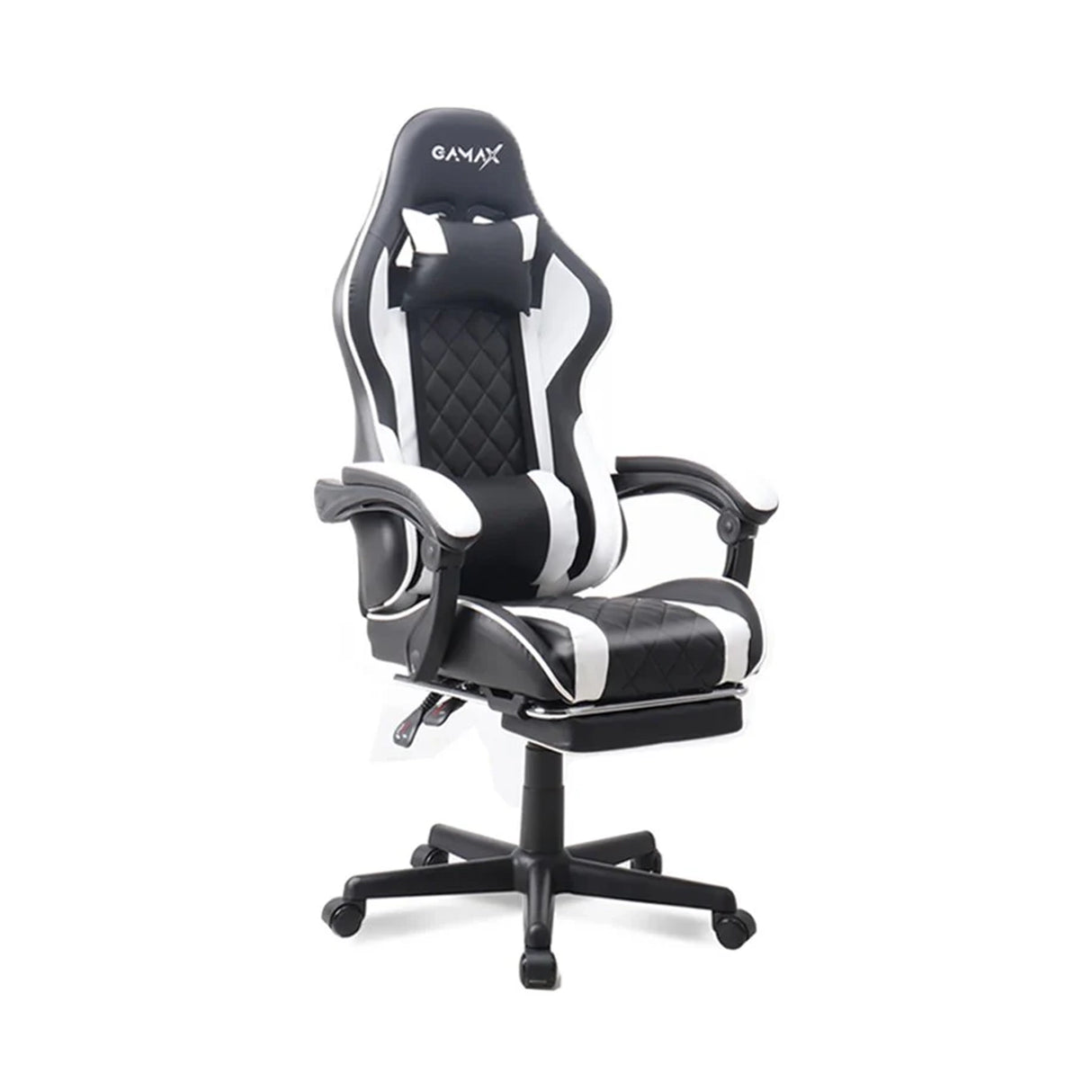 Gamax Gaming Chair with Linkage Function Armrest & Retactable Footrest - White