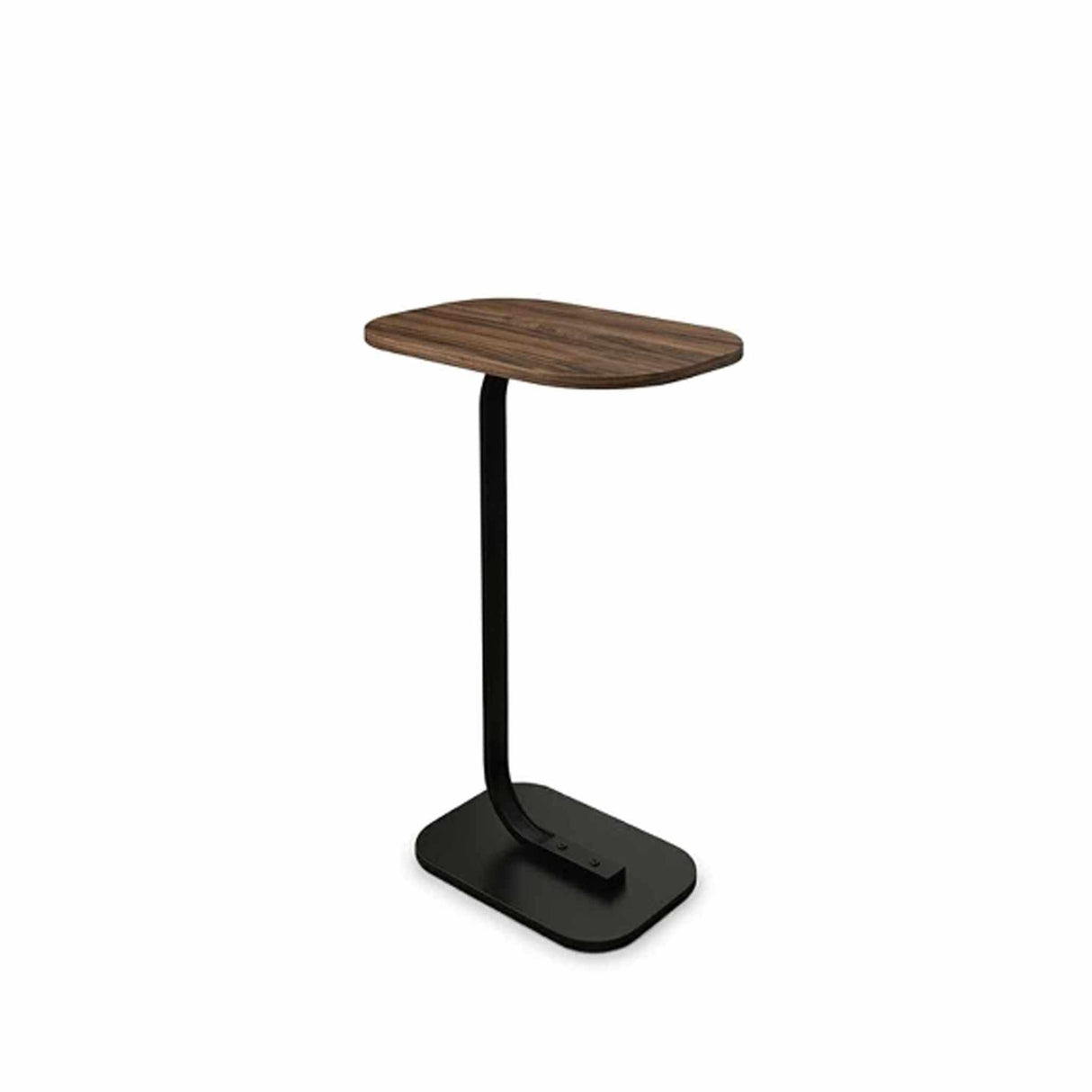 Modern C-Shaped Side Table Coffee Table with Wooden Top, & Metal Base - 28 × 38 × 58 cm - Space-Saving Sofa & Bedside Table - 28 × 38 × 58 cm - Brown