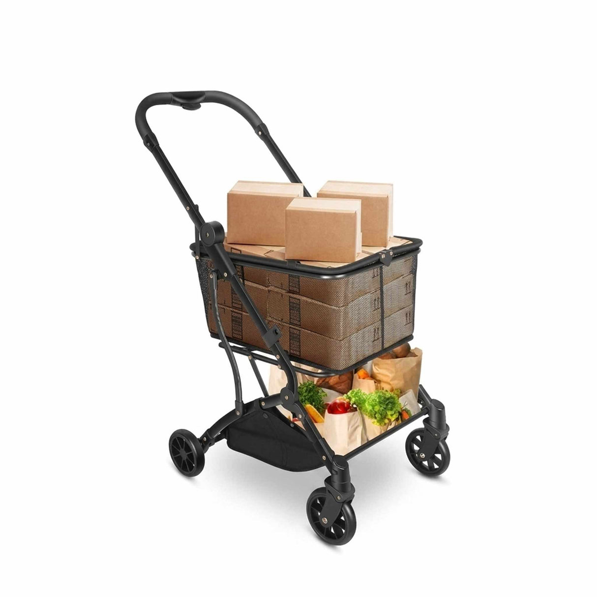 Foldable Shopping Cart 100 x 65 x 48 cm - Black