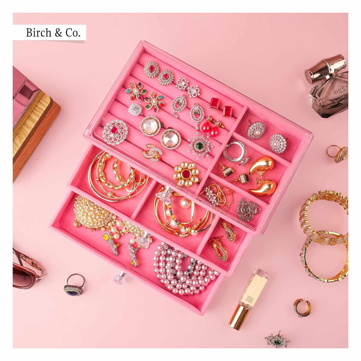 Jewellery Box - 3 Layer - Pink