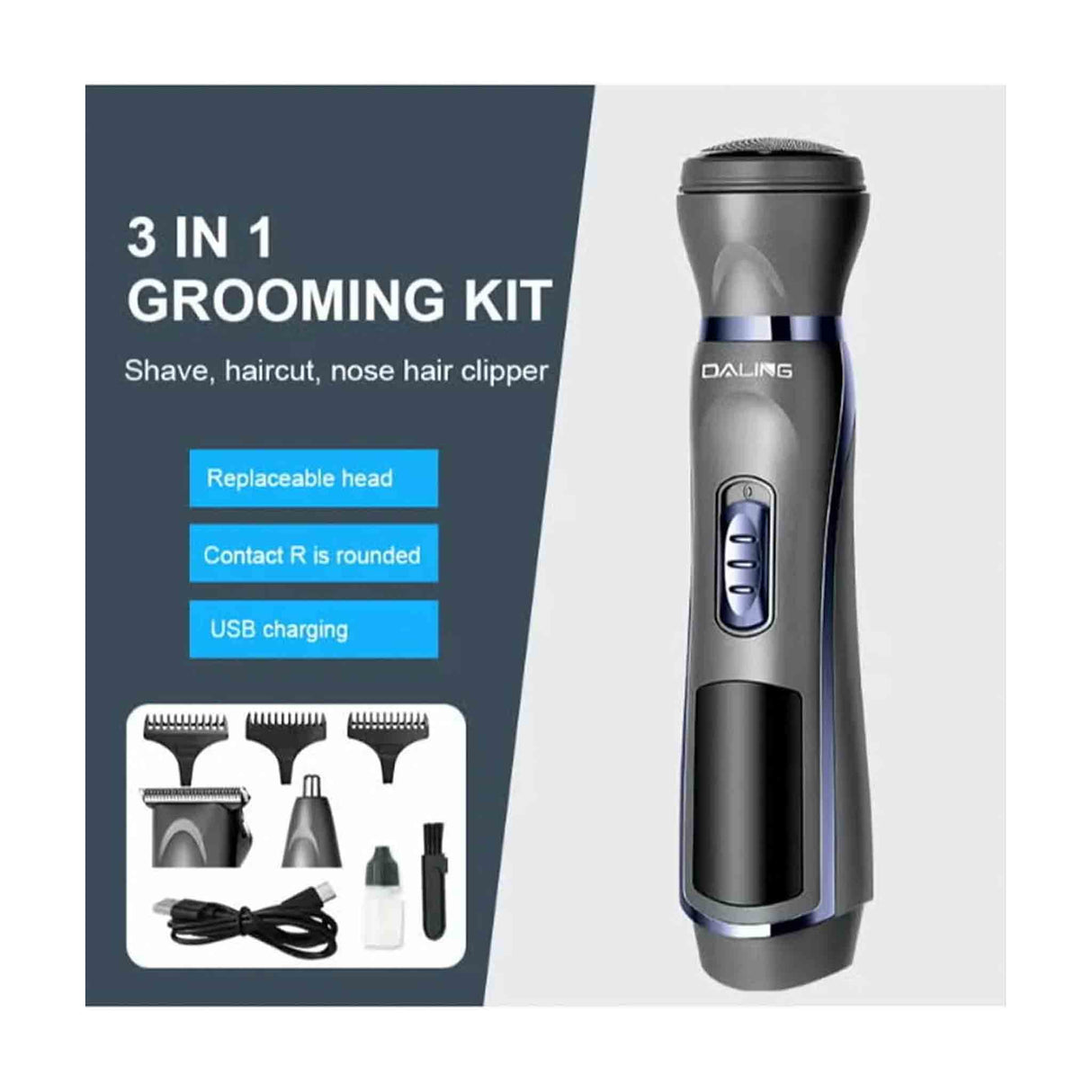 DALING 3 In 1 Rechargeable Grooming Kit - Zayoom