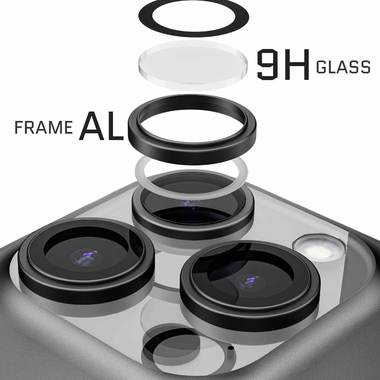 Ghostek - Camera Lens Protection Titanium for iPhone 16 Pro / iPhone 16 Pro Max - Zayoom
