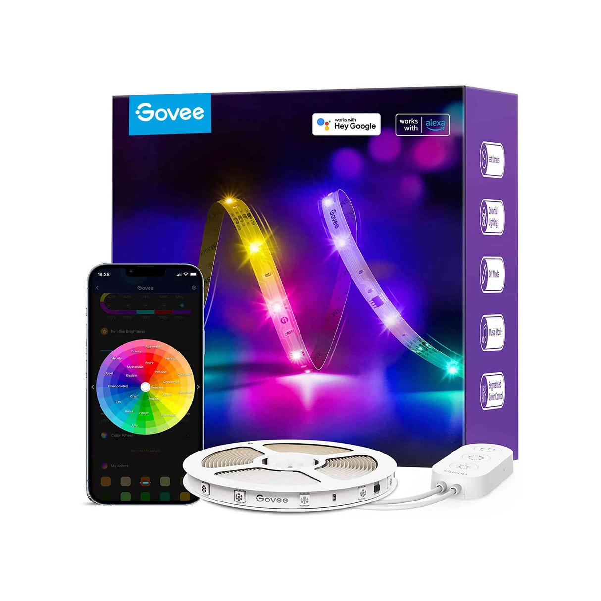 Govee RGBIC Basic WiFi + Bluetooth LED Strip Lights (5M) - H618A2D1