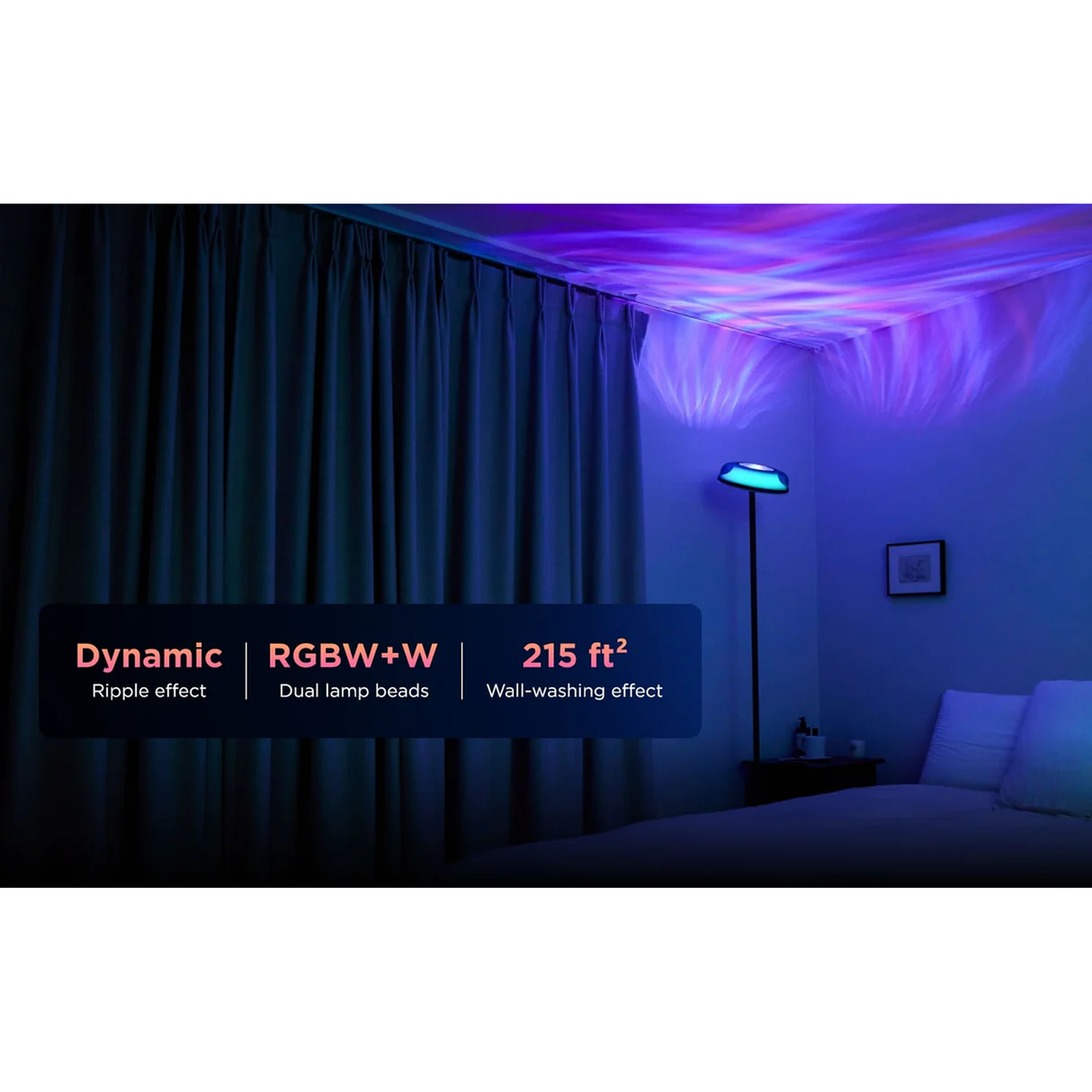 Govee Uplighter Floor Lamp 3 in 1 Lighting Effects, Dynamic Ripple Effect, RGBWW+RGBIC+WW Colors -H60B0