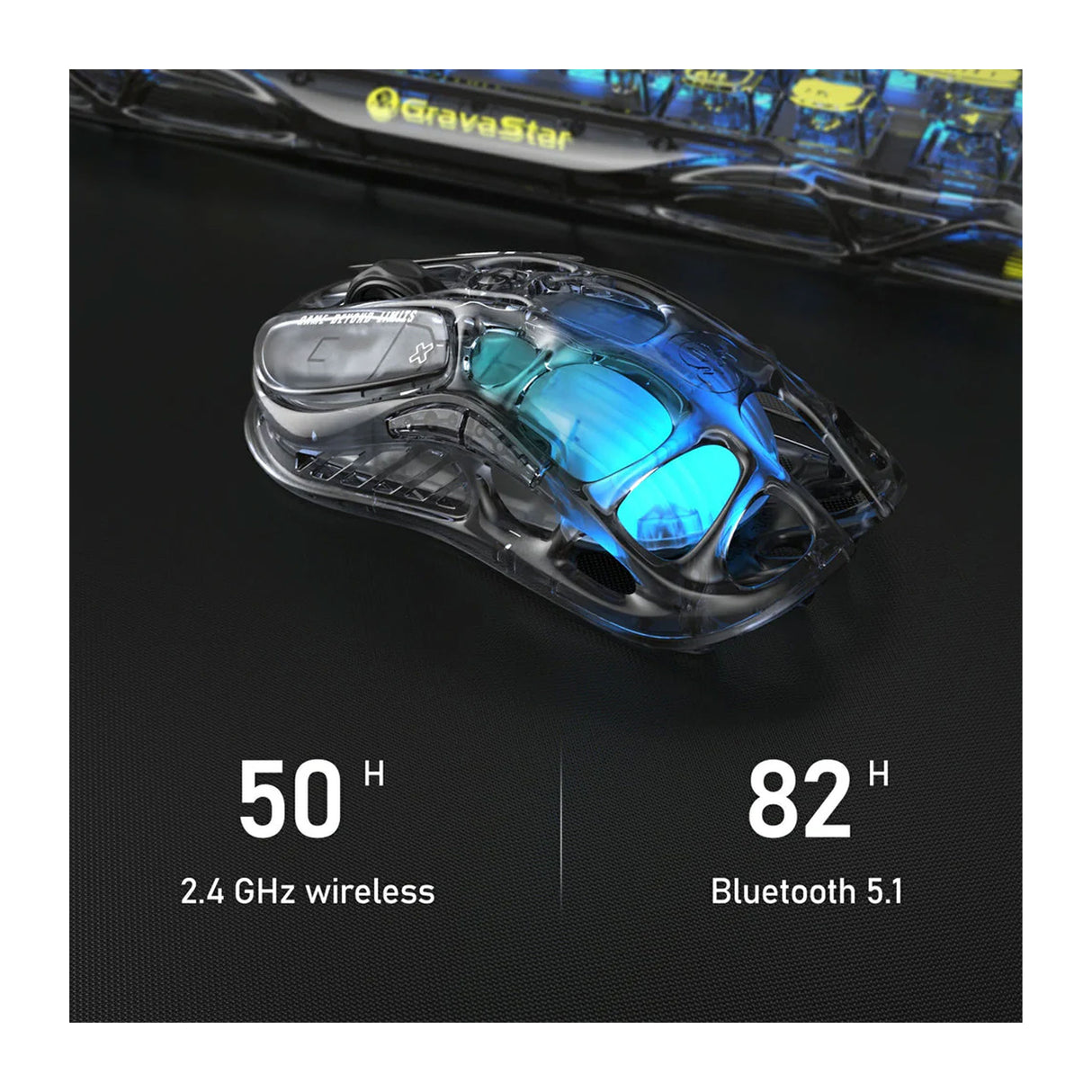 جرافاستار ميركوري ام 2 ماوس الألعاب اللاسلكية – شفاف أسود