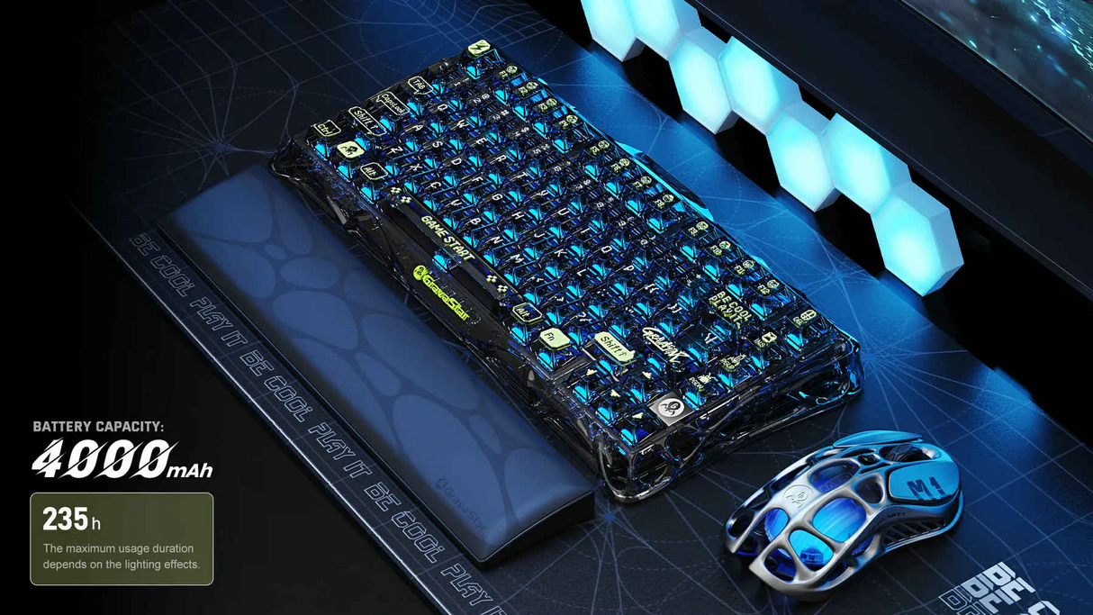 GravaStar Mercury K1 Lite 75% Wireless Mechanical Gaming Keyboard - Transparent Black - Zayoom