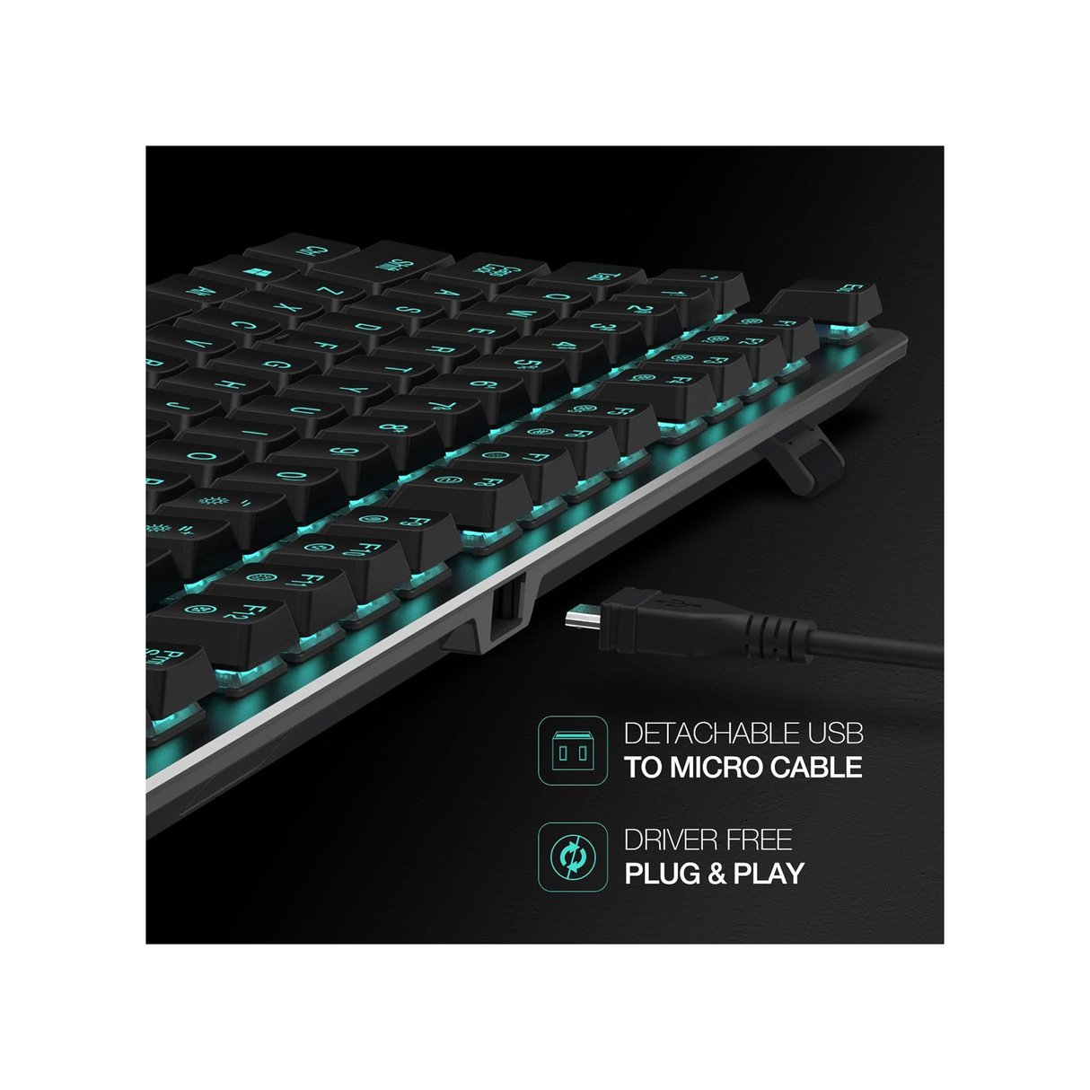 Havit Mechanical Keyboard Backlit Wired Gaming Keyboard Extra-Thin & Light, Kailh Latest Low Profile Blue Switches, 87 Keys N-Key Rollover - Black - ASIS
