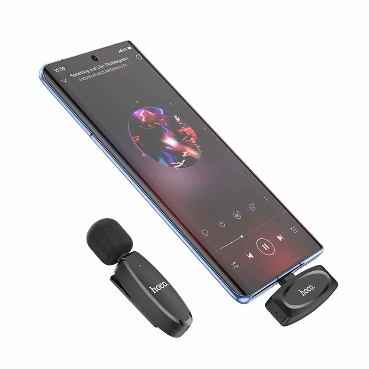 HOCO - L15 - Type-C Crystal Lavalier Wireless Digital Microphone - Black - Zayoom