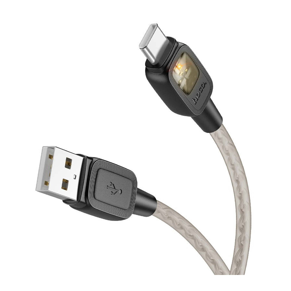 HOCO - U124 - Stone Silicone Intelligent Power-off Charging Data Cable IP - Black - Zayoom
