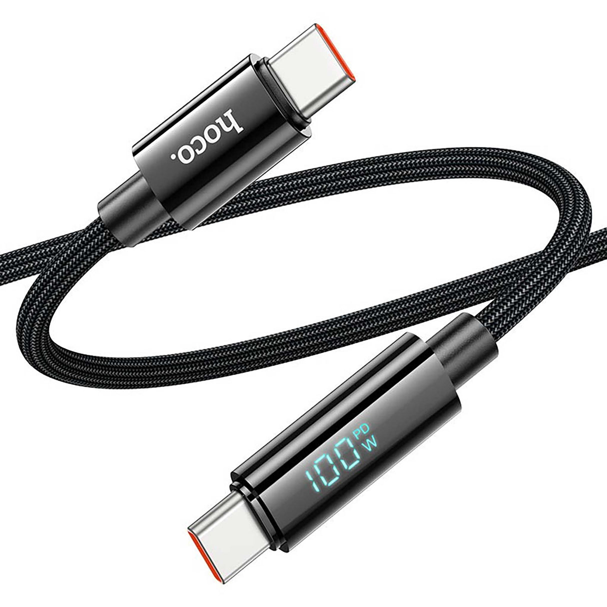 HOCO - U125 - Benefit 100W Charging Data Cable with Display Type-C to Type-C - Black - Zayoom