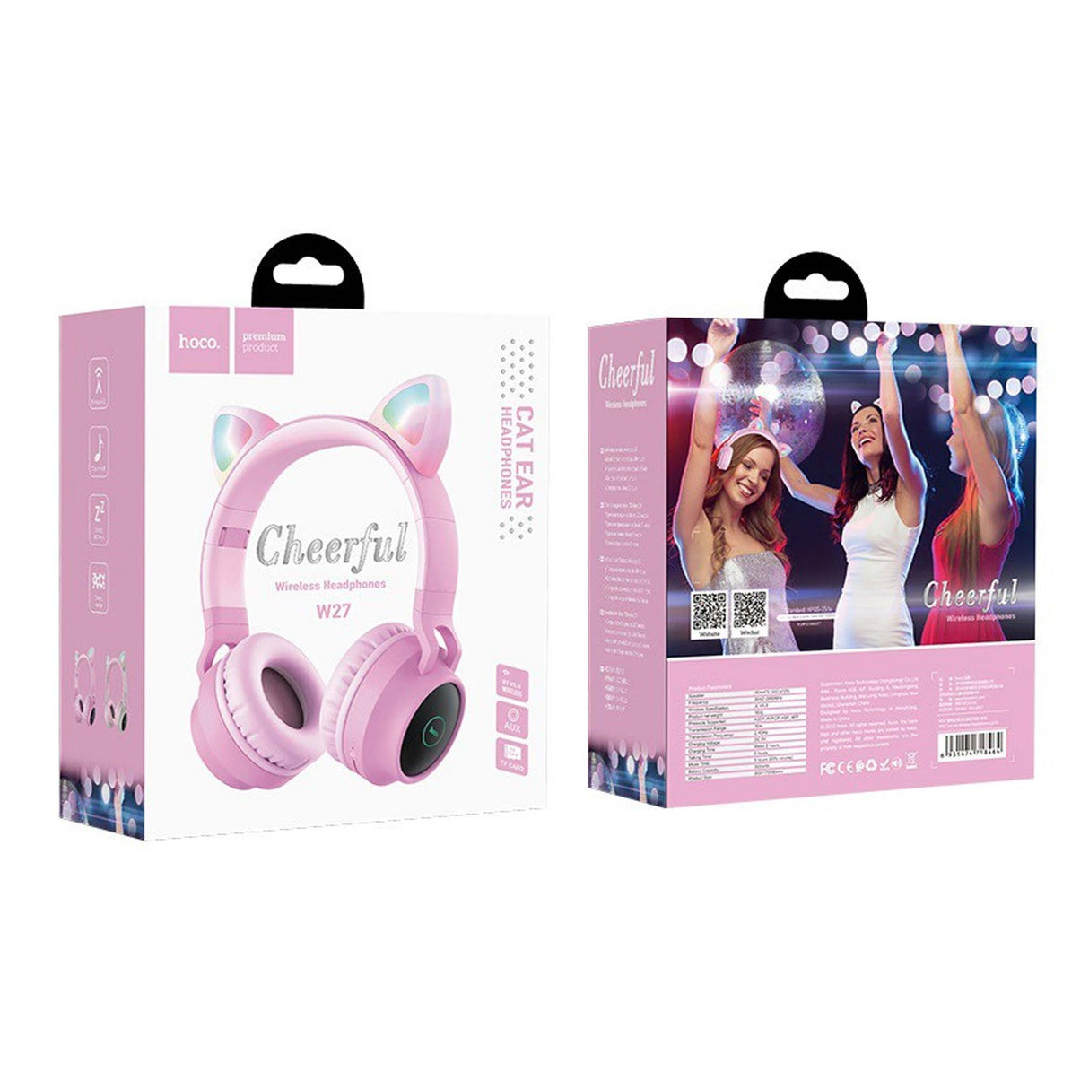 HOCO - W27 - Cat Ear Wireless Headphone - Pink - Zayoom
