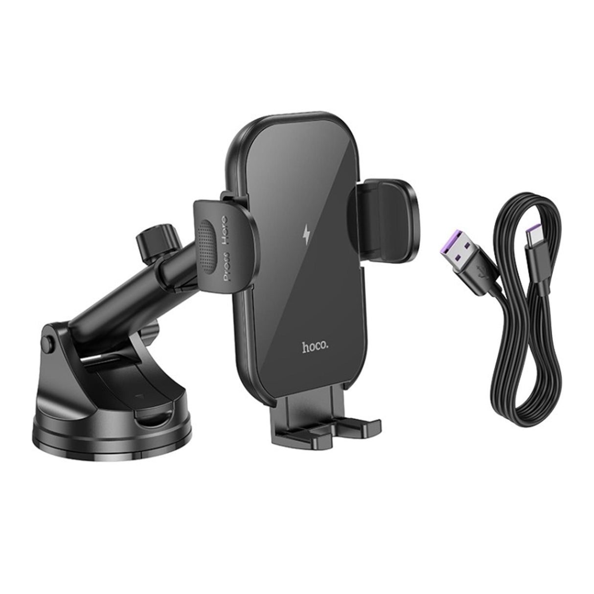 HOCO Car Wireless Charger HW5 Journey for Dashboard - Phone Holder - Black - Zayoom