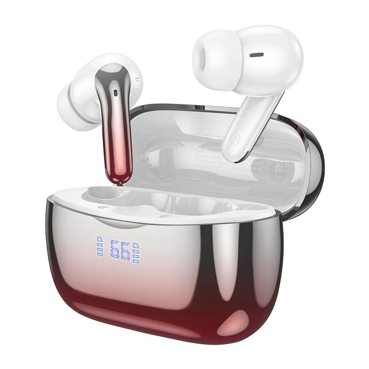 HOCO - EQ16 Shine True Wireless ANC+ENC Noise Reduction BT Headset - Red Glaze - Zayoom