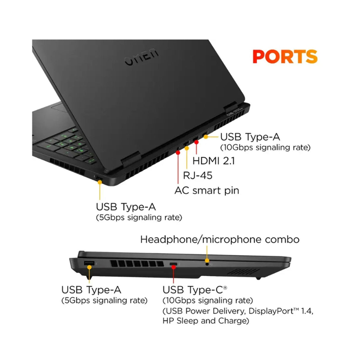 HP Omen 16-AP0053DX Gaming Laptop 16 Inch 2K IPS - 144Hz - CPU Ryzen 9-8940HX - RAM 32GB DDR5 - SSD 1TB NVMe - RTX 5060 8GB - Windows 11 - Shadow Black